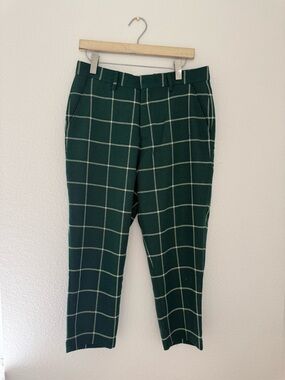 ASOS Dark Green Windowpane Chinos
